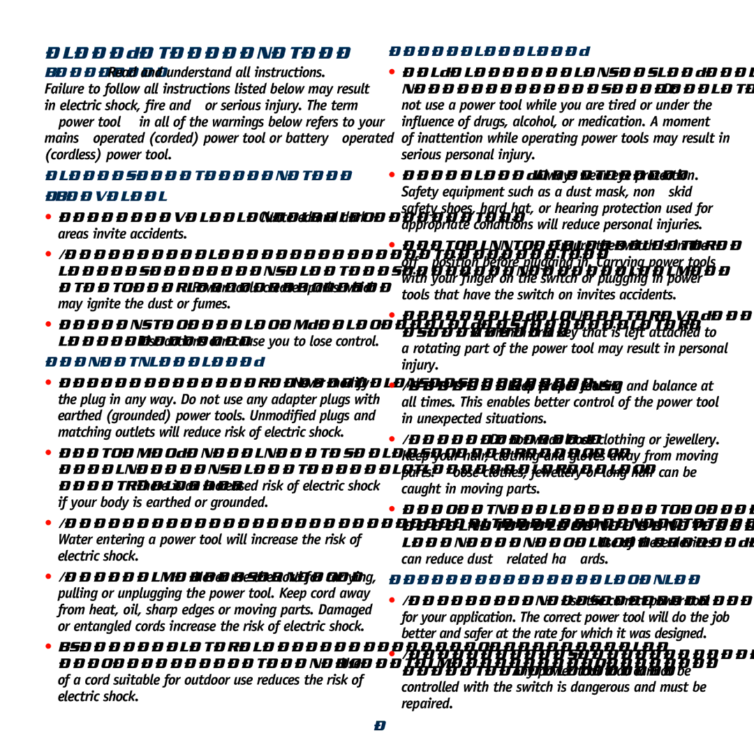 Global Machinery Company CBL18 instruction manual Safety instructions, Work area 