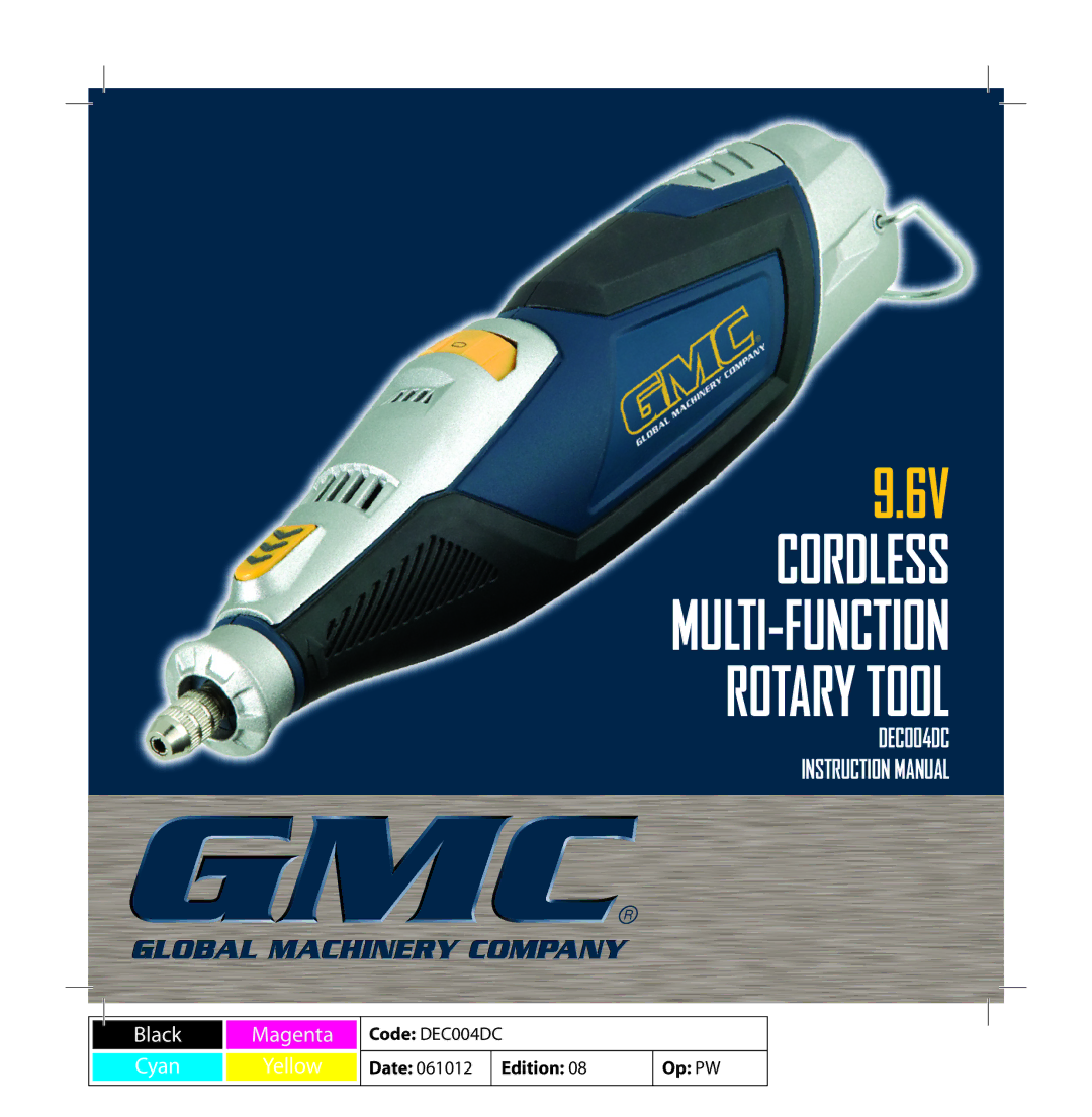 Global Machinery Company DEC004DC instruction manual 6V Cordless MULTI-FUNCTION Rotary Tool 