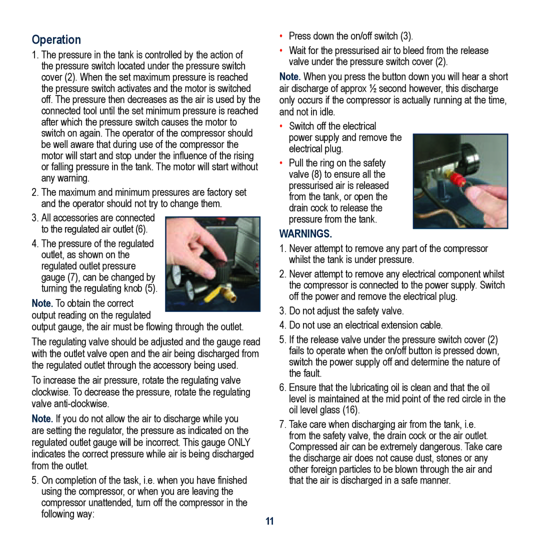 Global Machinery Company EAC40, EAC30 instruction manual Operation 