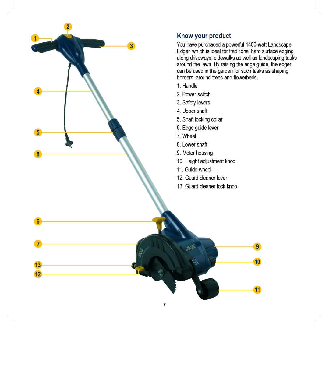 Global Machinery Company EDG3 instruction manual Know your product 