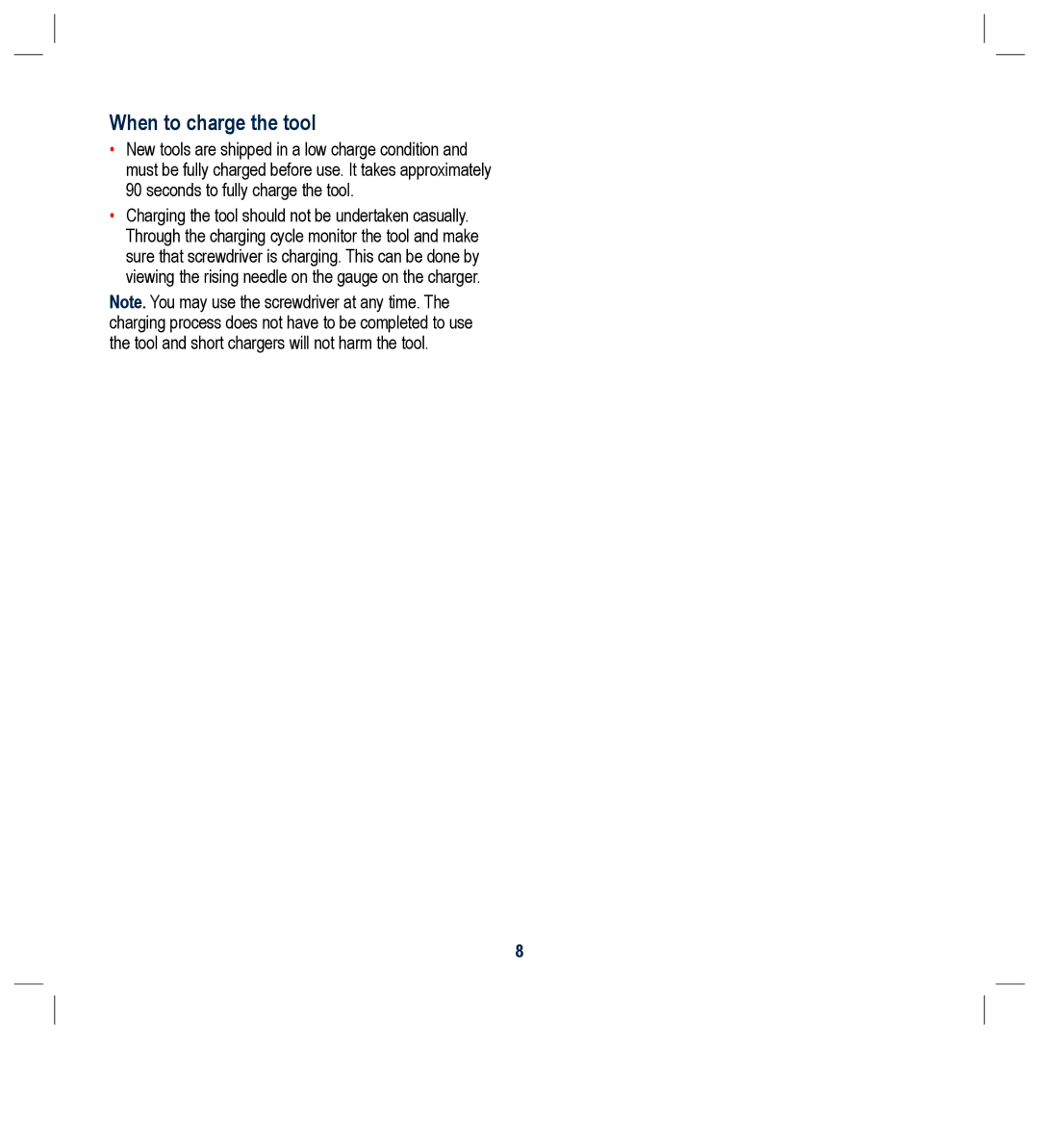 Global Machinery Company FQC54V instruction manual When to charge the tool 