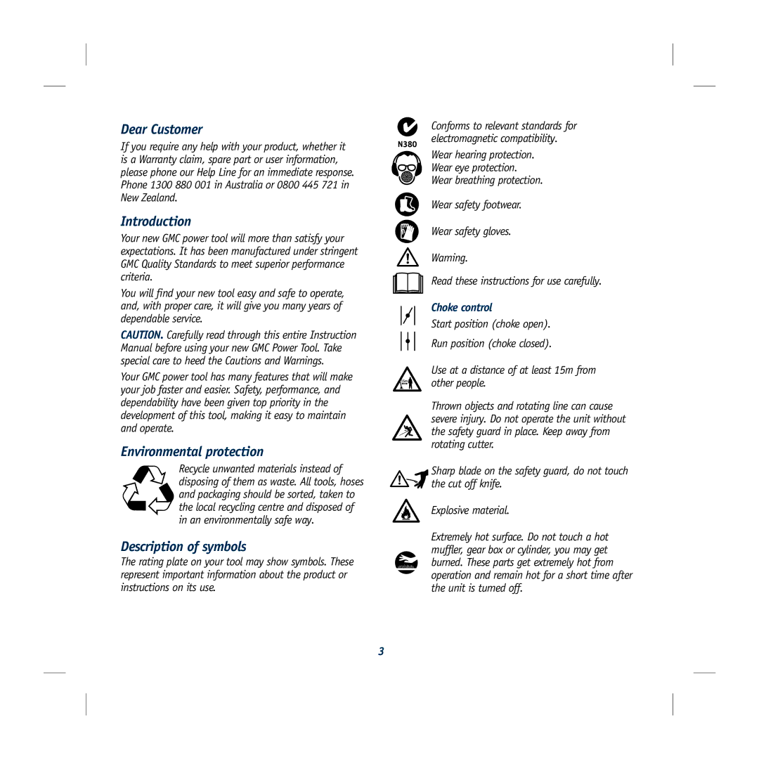 Global Machinery Company GLT25 Dear Customer, Introduction, Environmental protection, Description of symbols 