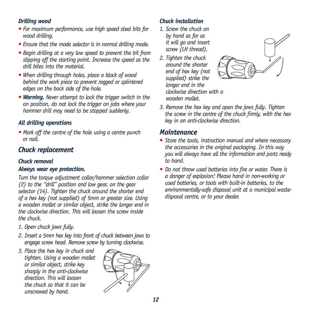 Global Machinery Company GTX1850K, GTX2450K instruction manual Chuck replacement, Maintenance 