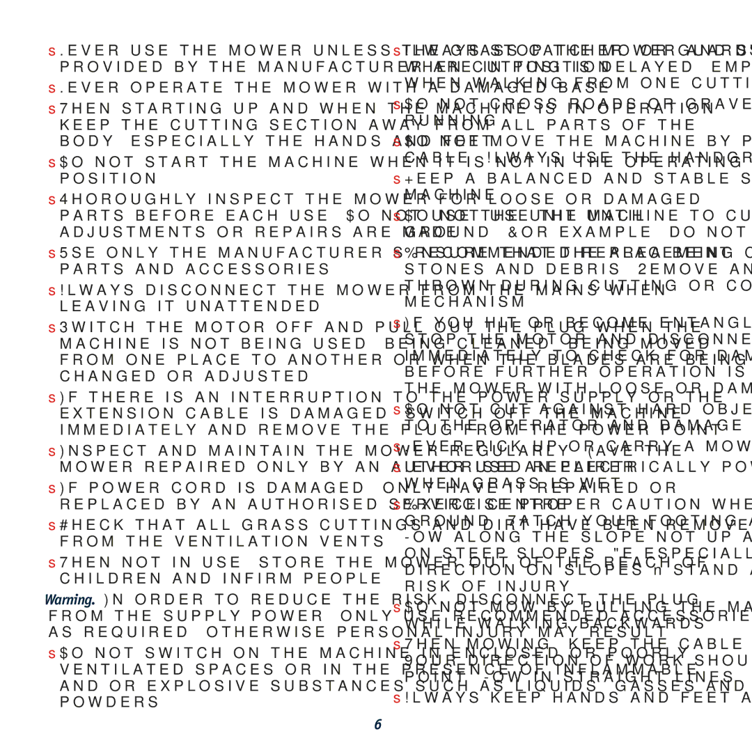 Global Machinery Company HC1500 instruction manual Never operate the mower with a damaged base 