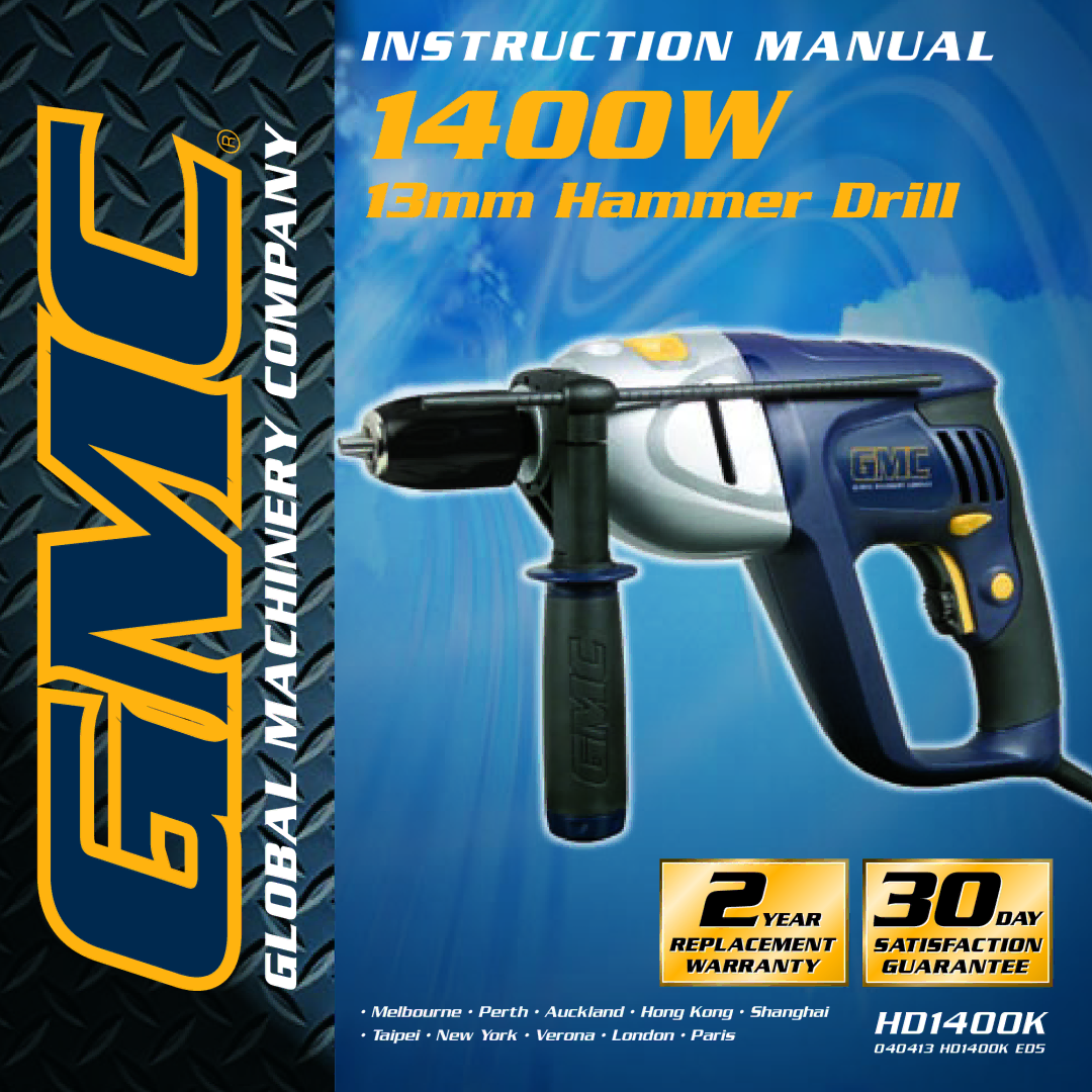 Global Machinery Company HD1400K instruction manual 1400W 