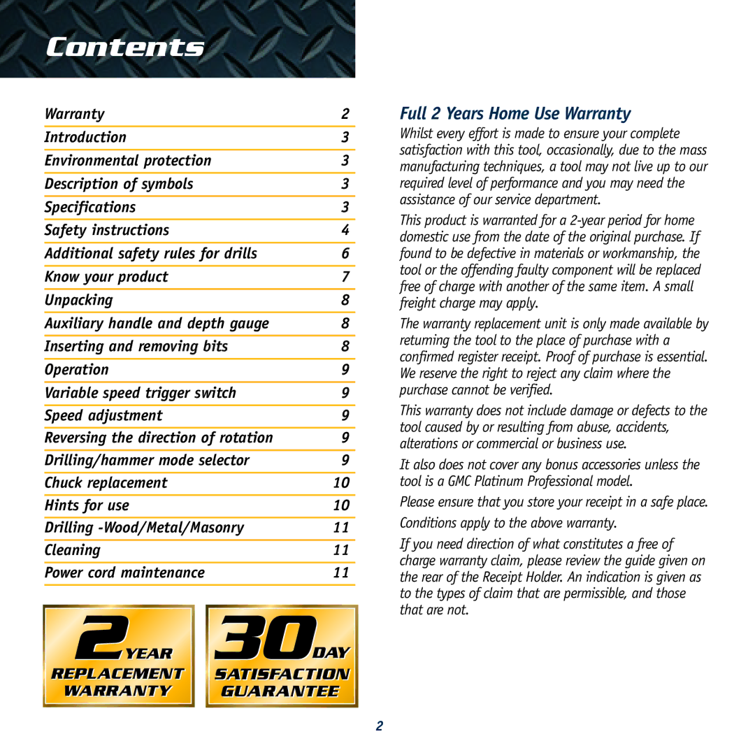 Global Machinery Company HD1400K instruction manual Contents 