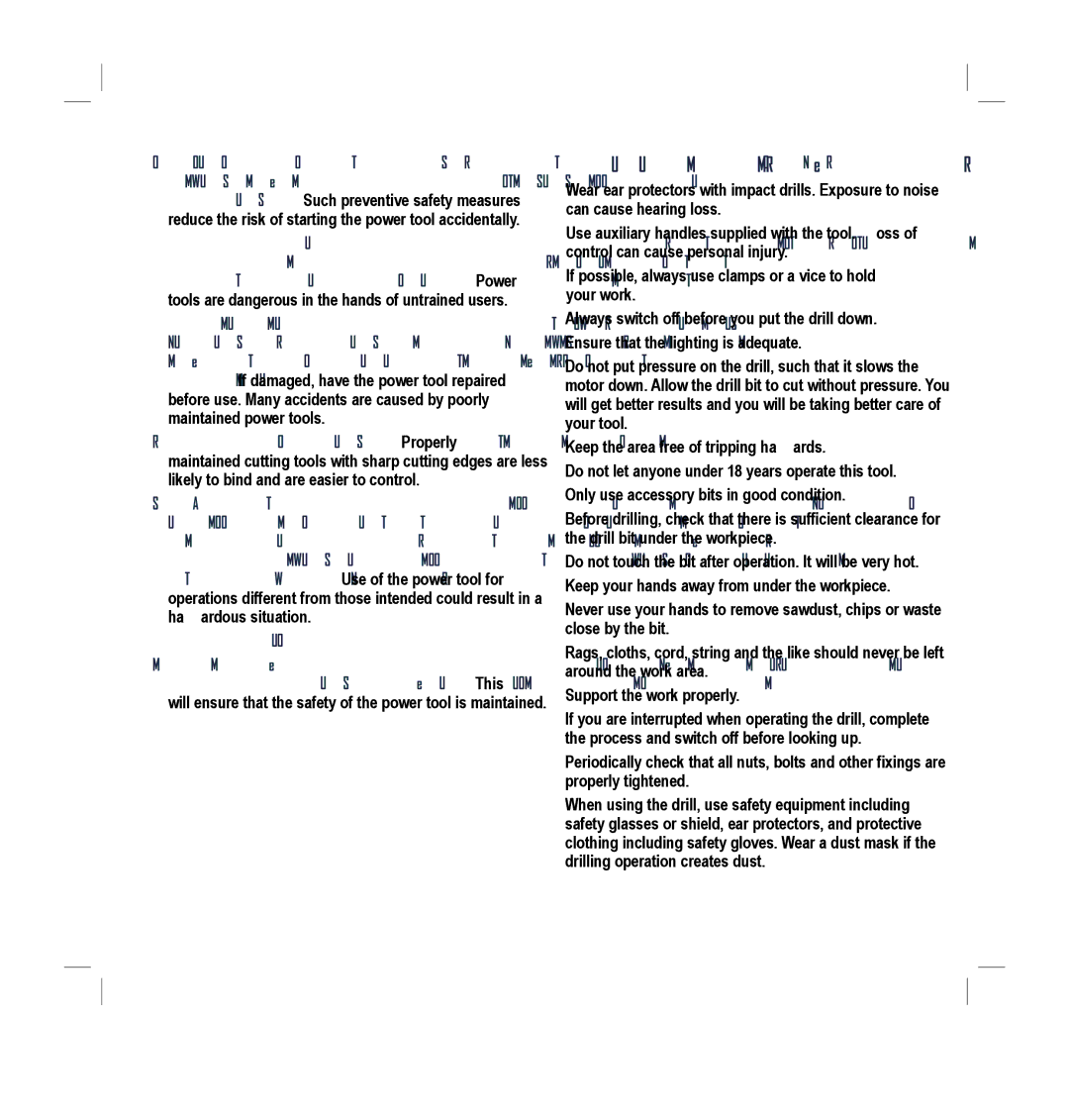 Global Machinery Company HD2G250M instruction manual Additional safety rules for drills 