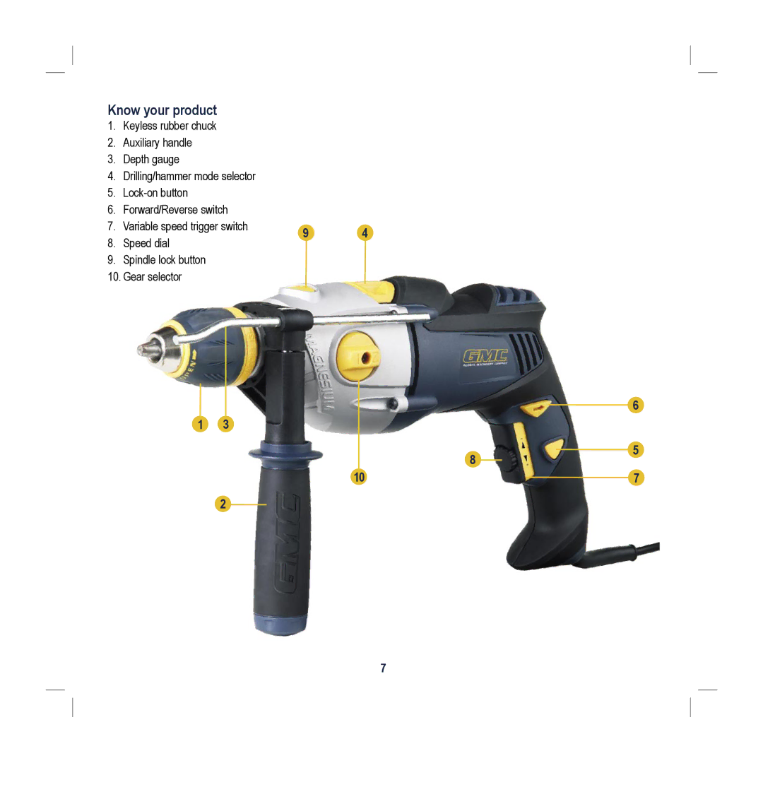 Global Machinery Company HD2G250M instruction manual Know your product 