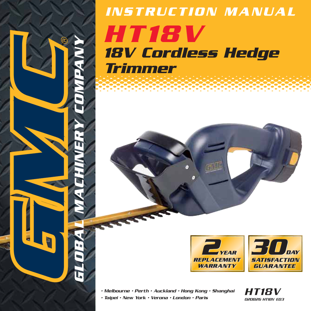 Global Machinery Company HT18V instruction manual 