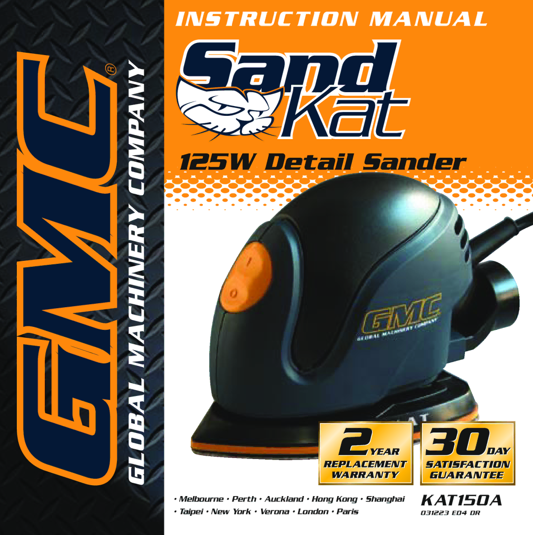 Global Machinery Company KAT150A instruction manual 125W Detail Sander 