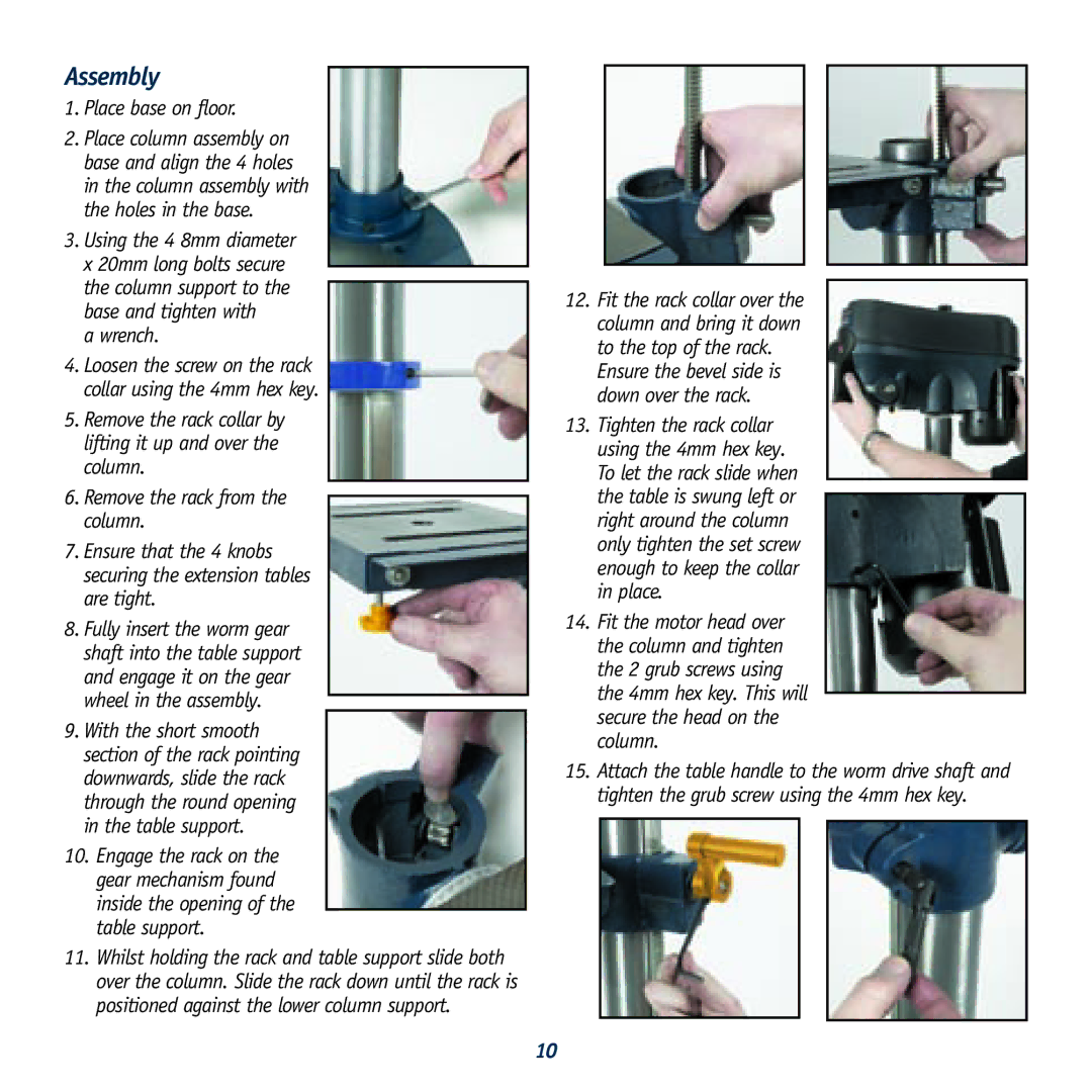 Global Machinery Company LDP13B12 instruction manual Assembly, Place base on floor 