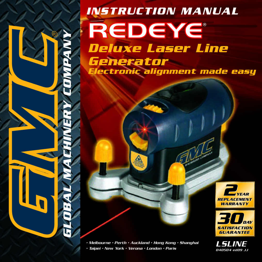 Global Machinery Company LS LINE/REDEYE instruction manual Deluxe Laser Line Generator 