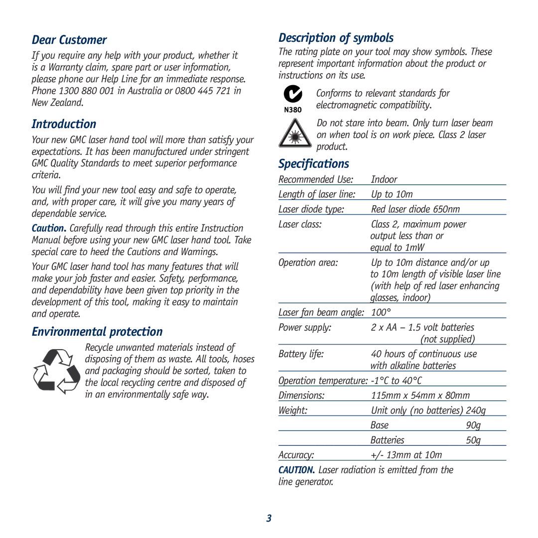 Global Machinery Company LS LINE/REDEYE Dear Customer, Introduction, Environmental protection, Description of symbols 