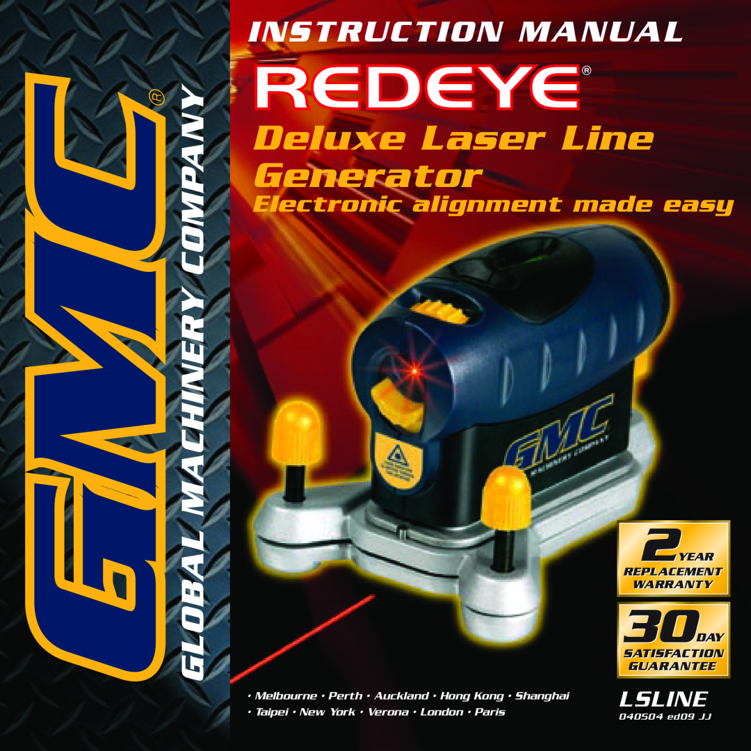 Global Machinery Company LS LINE/REDEYE instruction manual Deluxe Laser Line Generator, Instruction Manual, Lsline 