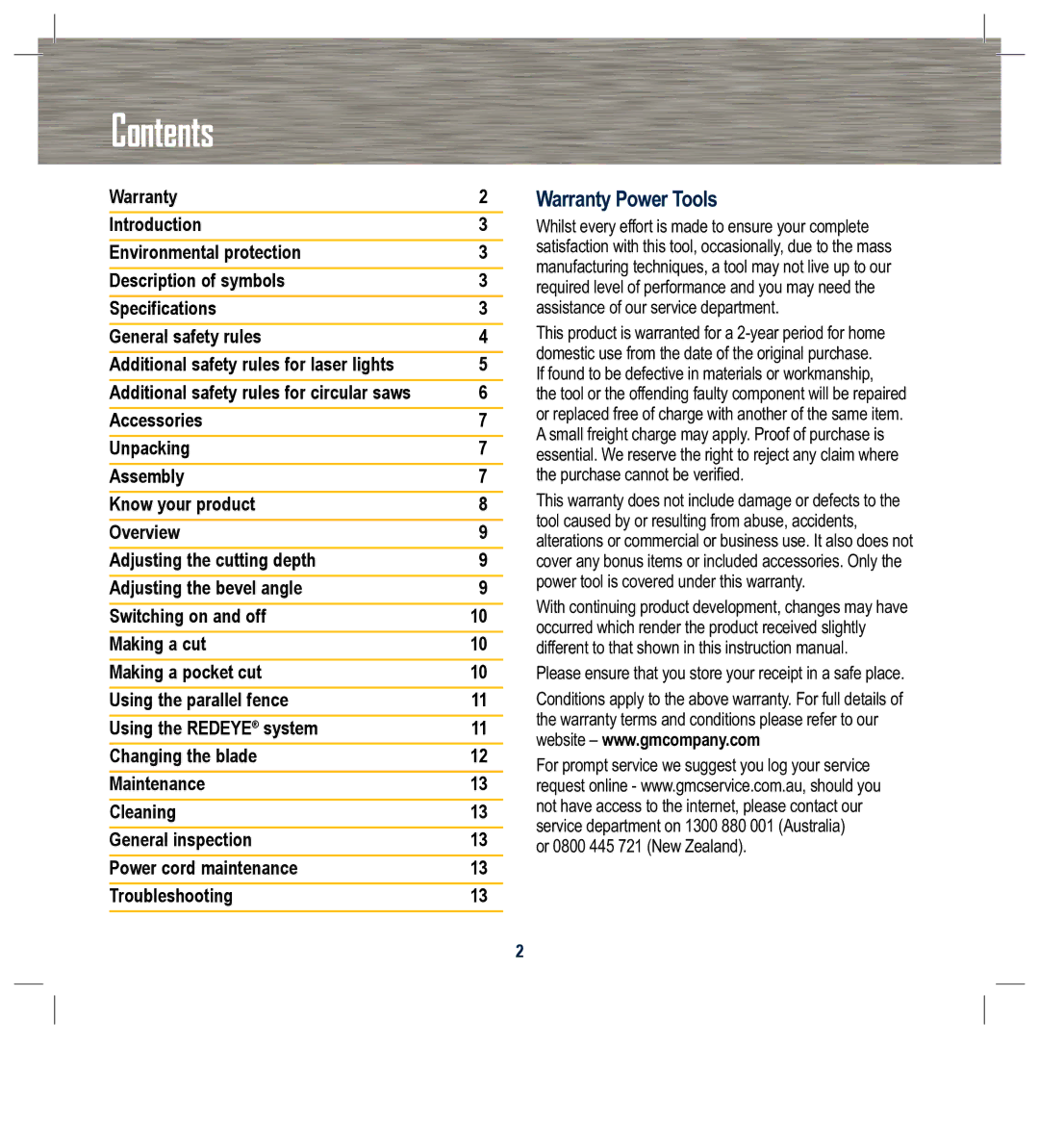 Global Machinery Company LS1200 instruction manual Contents 