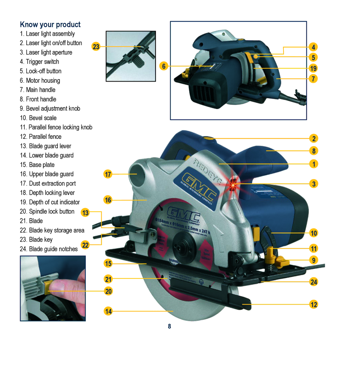 Global Machinery Company LS1375 instruction manual Know your product 