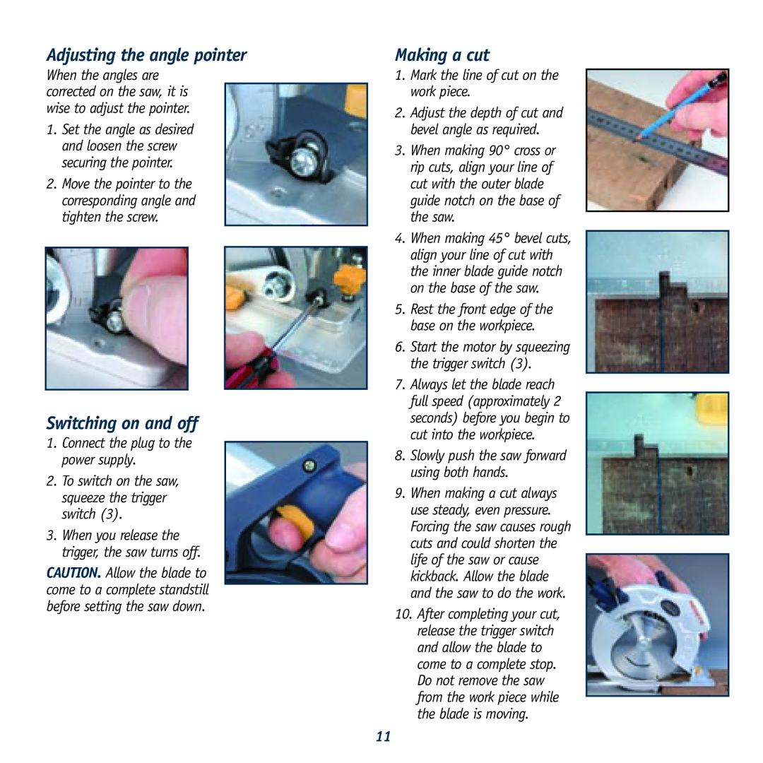 Global Machinery Company LS236LS instruction manual Adjusting the angle pointer, Switching on and off, Making a cut 