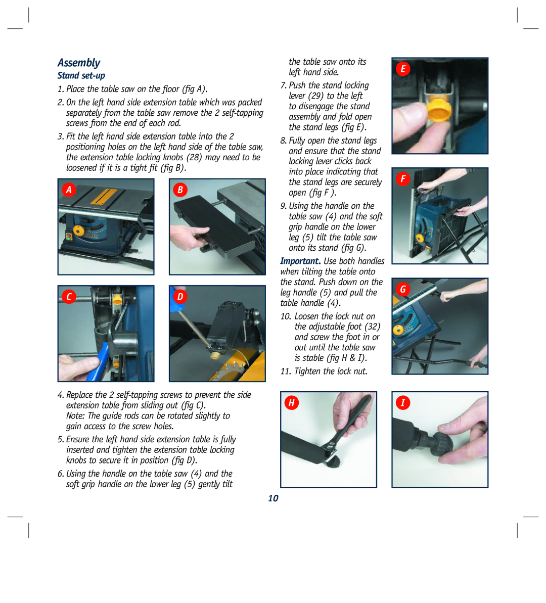 Global Machinery Company LS250TS2000W instruction manual Assembly, Stand set-up 