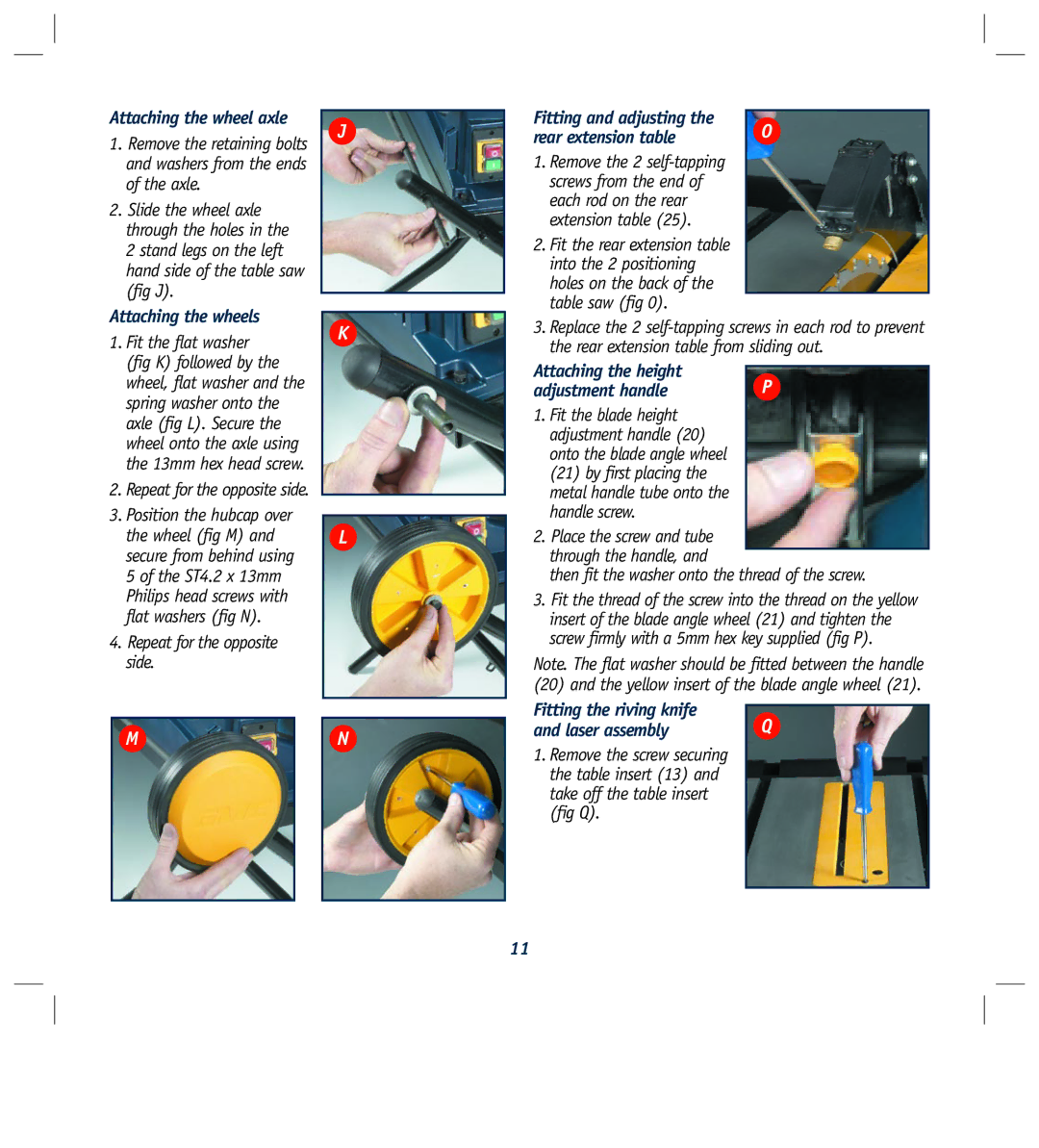 Global Machinery Company LS250TS2000W instruction manual Attaching the wheel axle, Attaching the wheels 