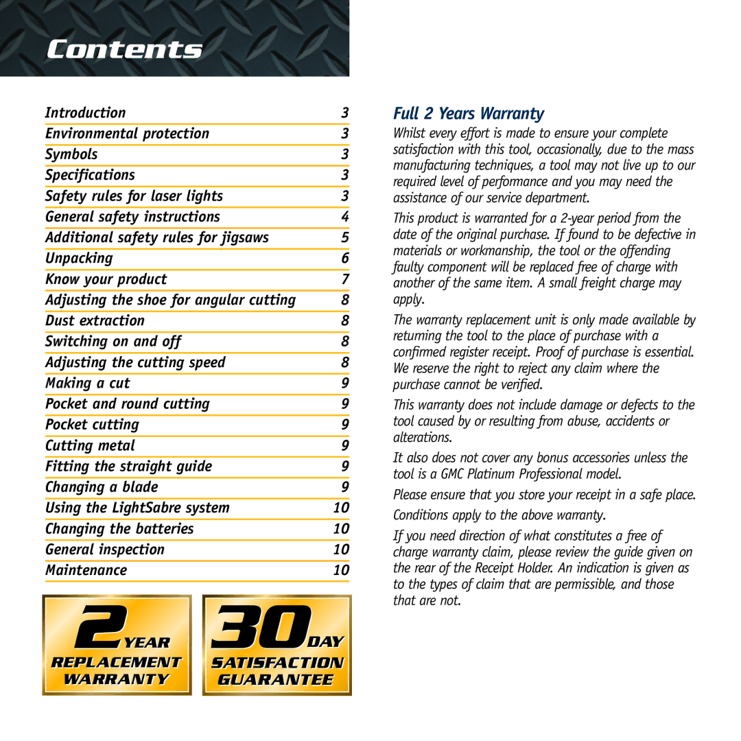 Global Machinery Company LS620SR instruction manual Contents 