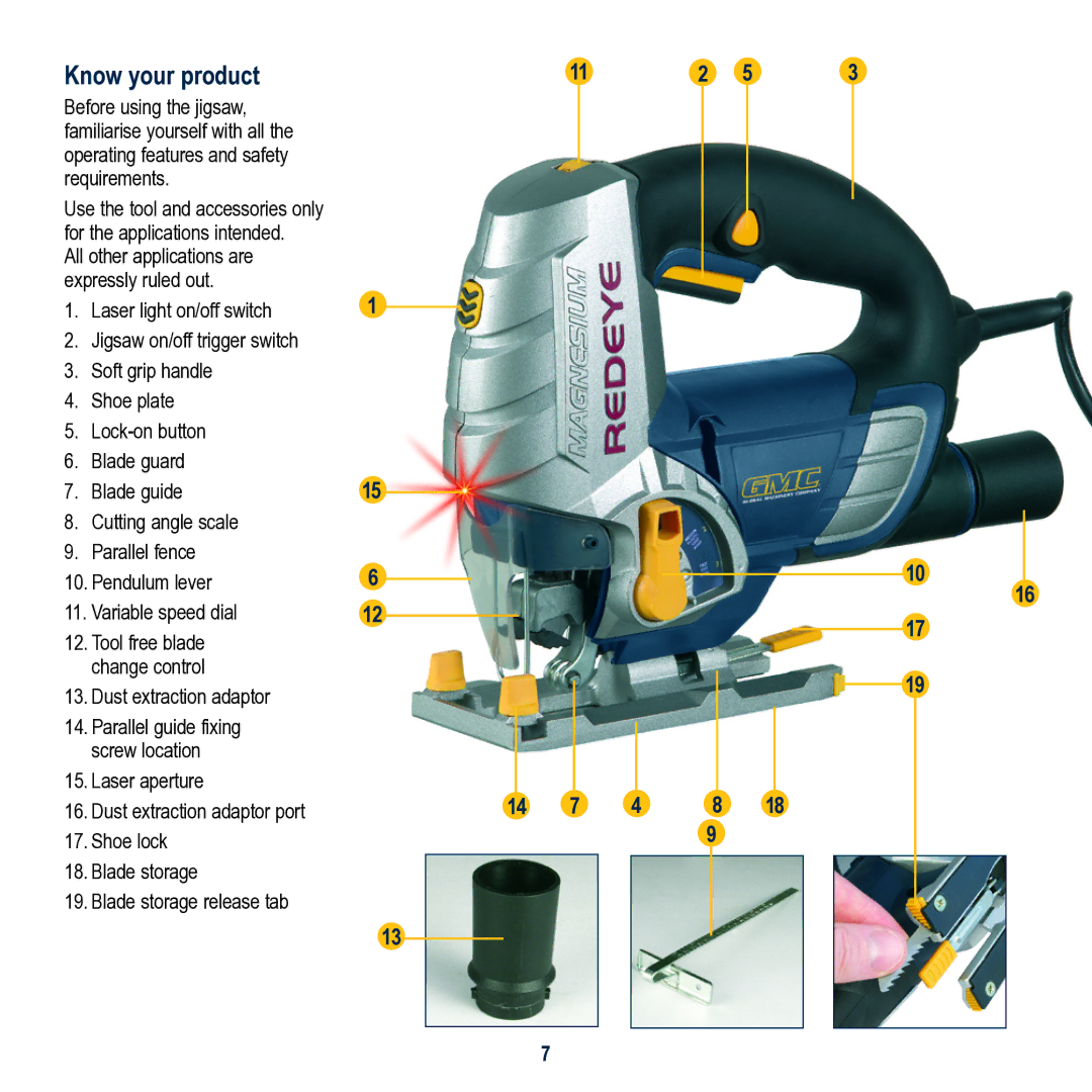 Global Machinery Company LS750P JM instruction manual Know your product 