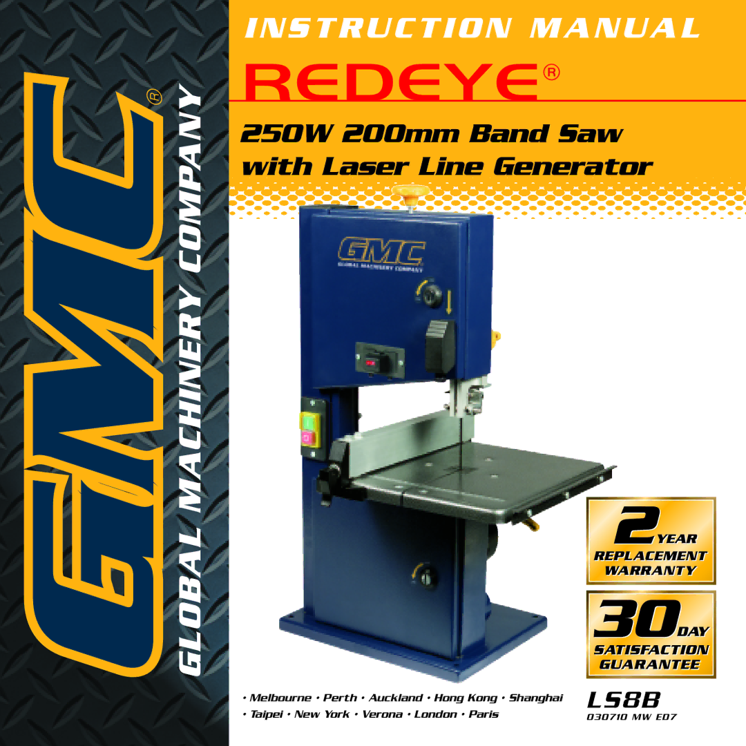 Global Machinery Company LS8B instruction manual Redeye 