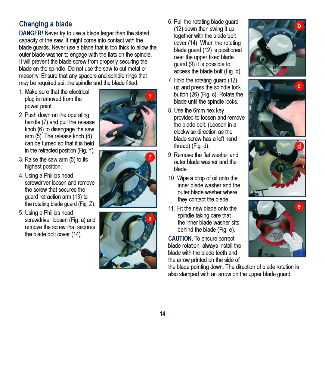 Global Machinery Company LSM210A instruction manual Changing a blade 