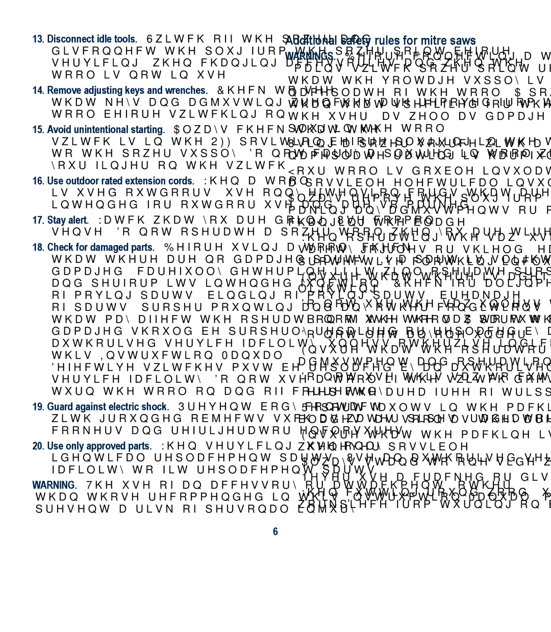 Global Machinery Company LSM210A instruction manual Additional safety rules for mitre saws 