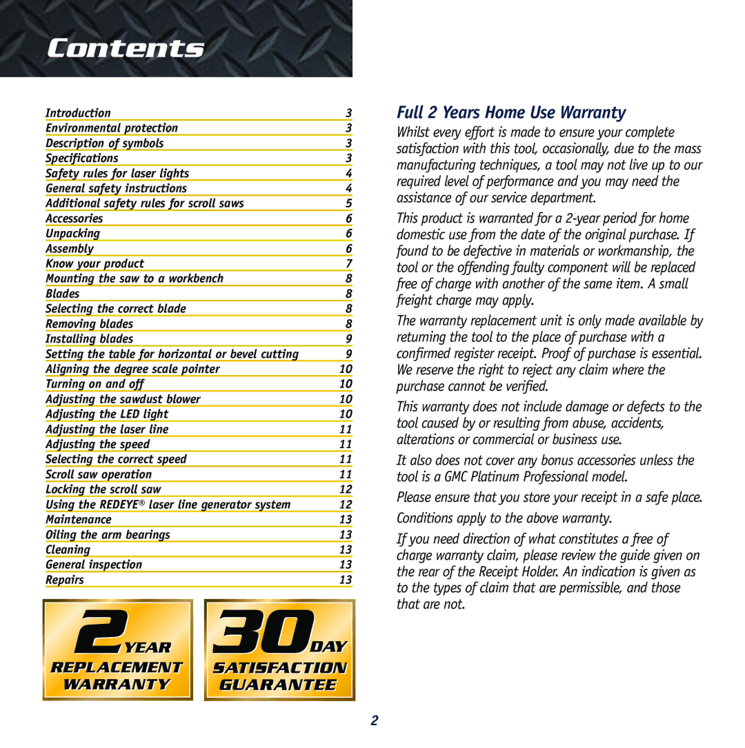 Global Machinery Company LSSCR instruction manual Contents 