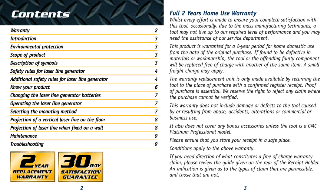 Global Machinery Company LSSLV instruction manual Contents 