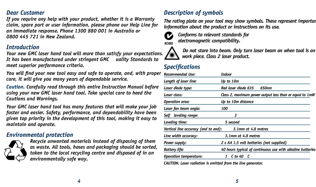 Global Machinery Company LSSLV Dear Customer, Introduction, Environmental protection, Description of symbols 