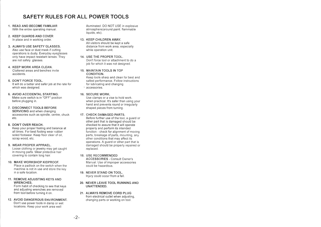 Global Machinery Company ML10001 manual 