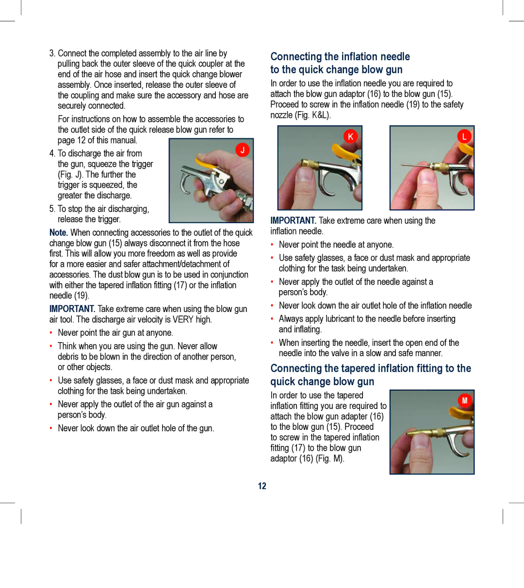 Global Machinery Company MOC6L instruction manual Connecting the inflation needle to the quick change blow gun 