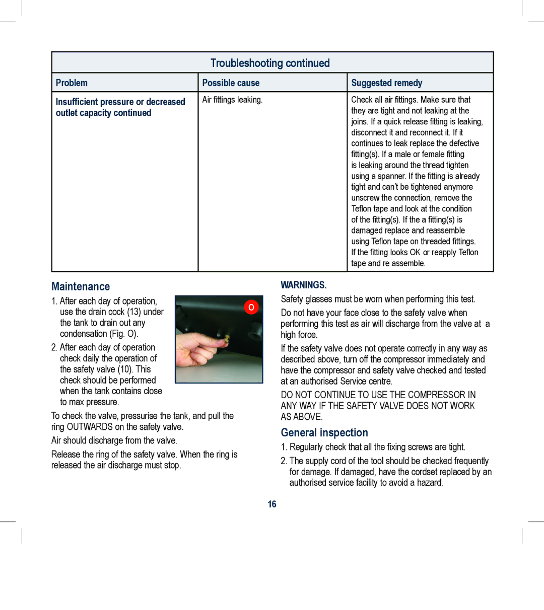 Global Machinery Company MOC6L instruction manual Maintenance, General inspection 