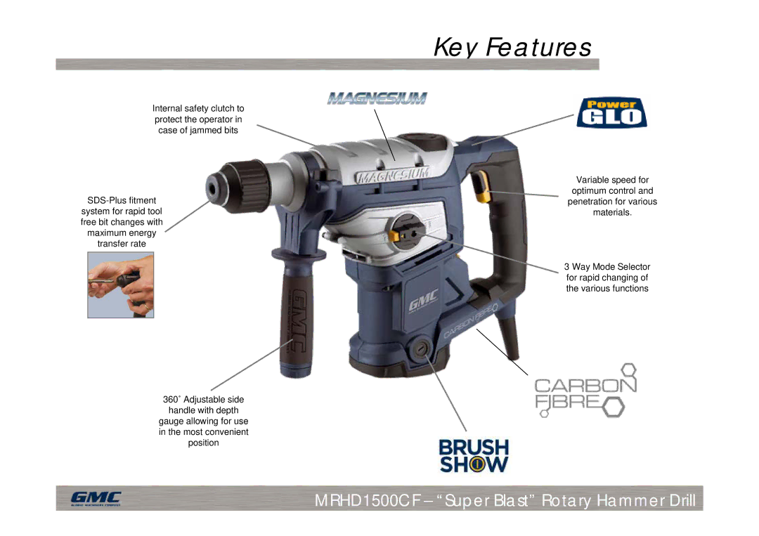 Global Machinery Company MRHD1500CF manual Key Features 