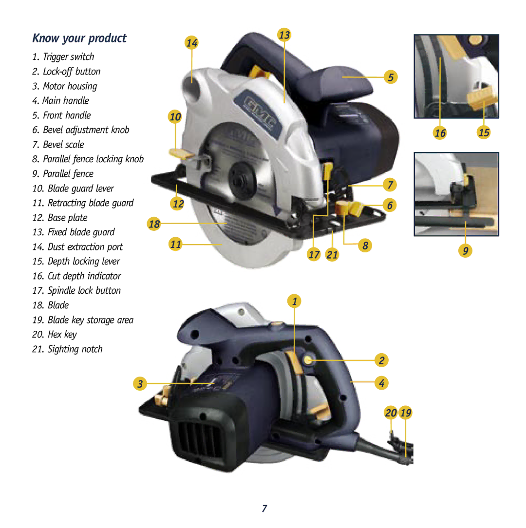 Global Machinery Company MX1275 instruction manual Know your product 