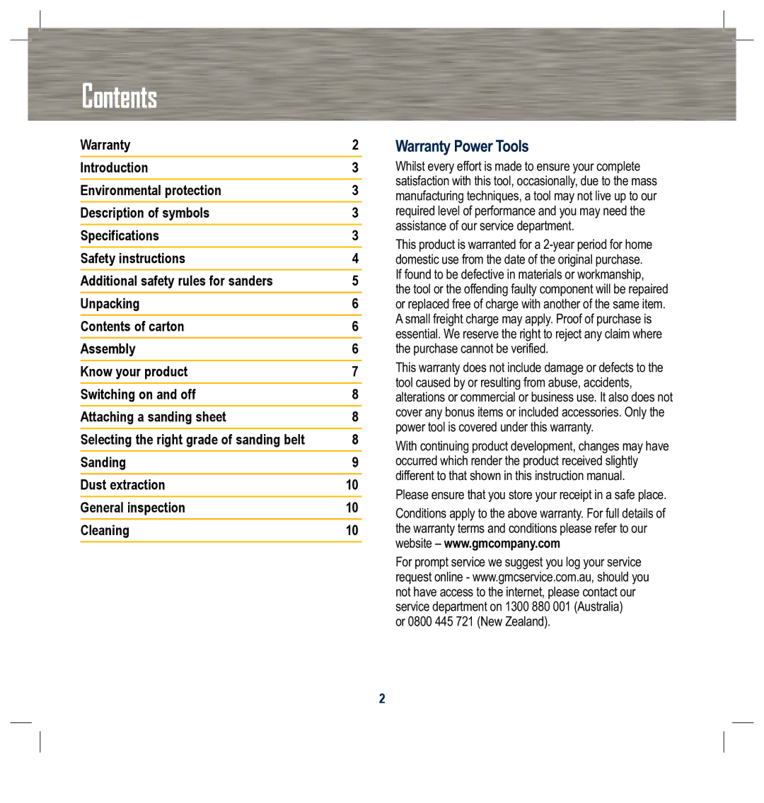 Global Machinery Company PBSM instruction manual Contents 