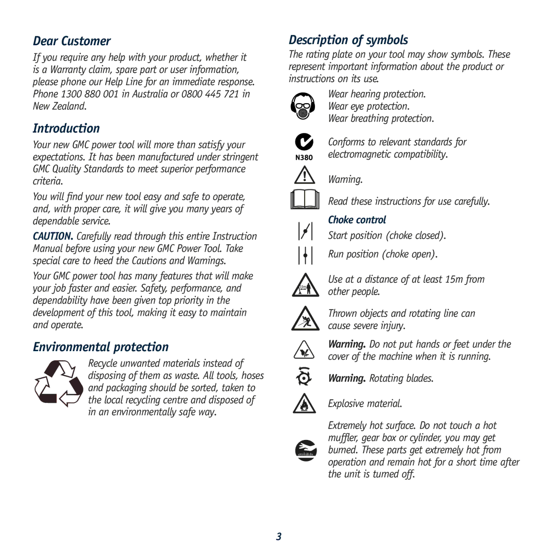 Global Machinery Company PEDG instruction manual Description of symbols, Read these instructions for use carefully 