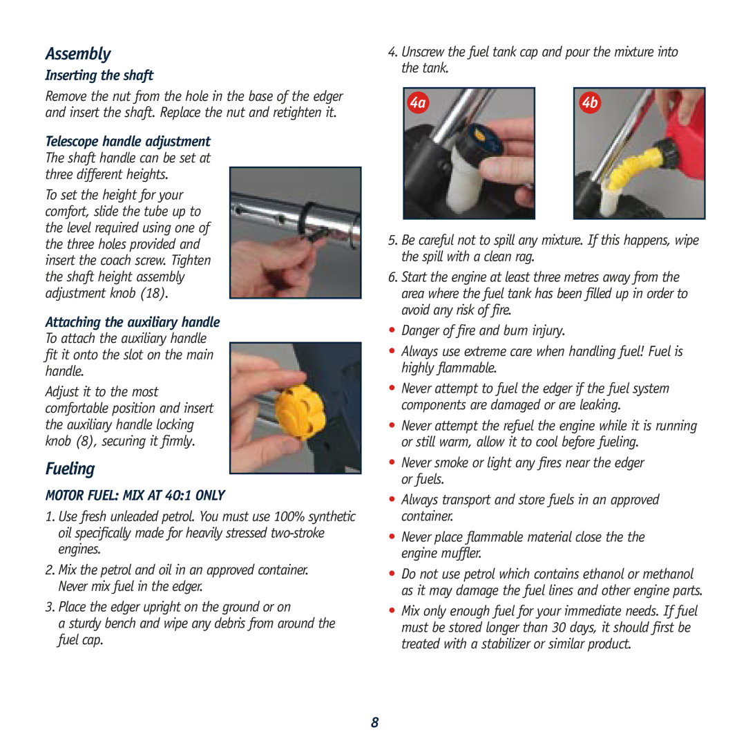 Global Machinery Company PEDG instruction manual Assembly, Fueling, Inserting the shaft 