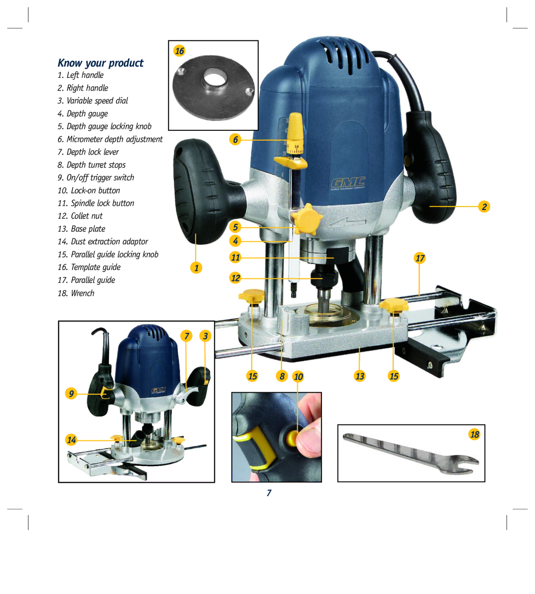 Global Machinery Company R1200 instruction manual Know your product 