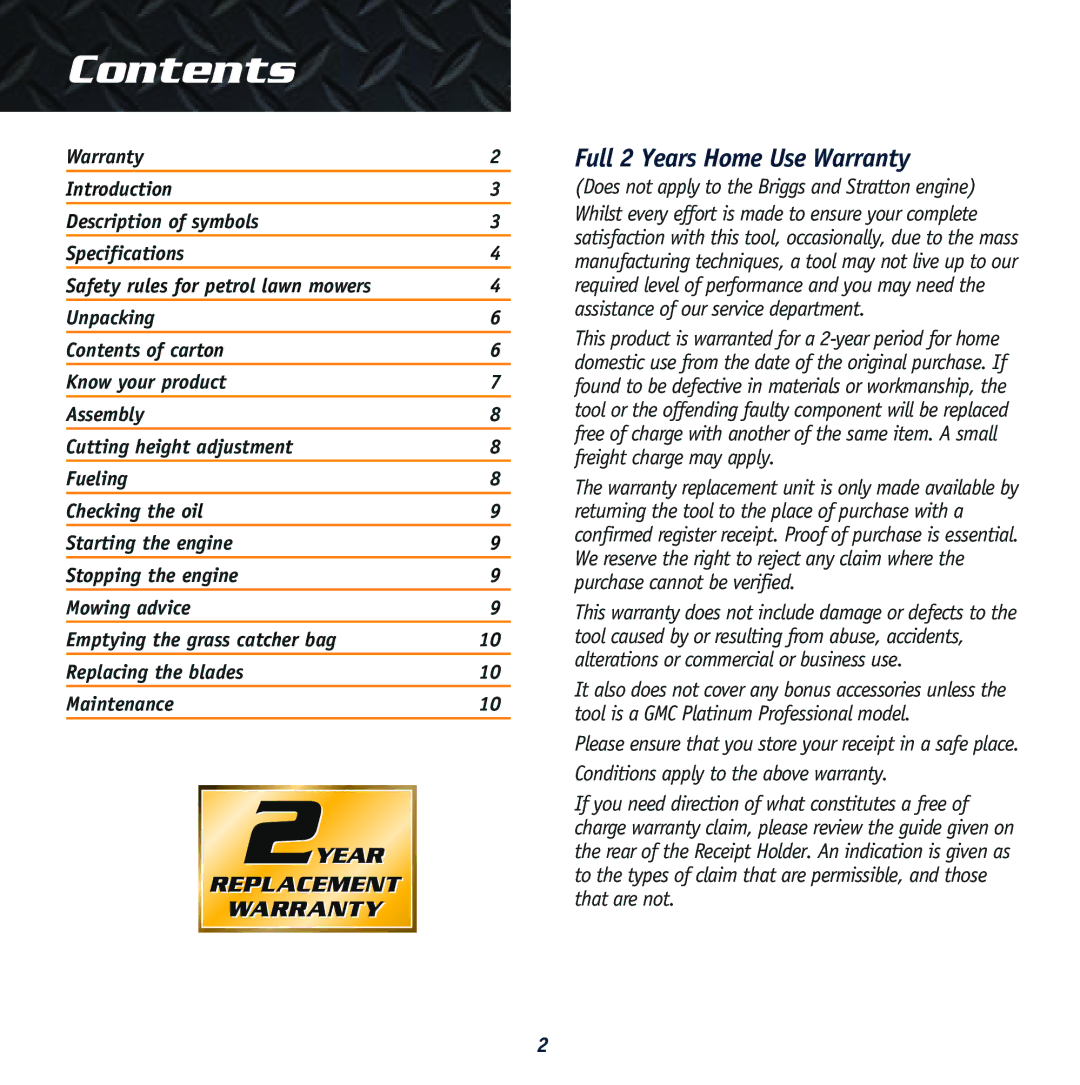 Global Machinery Company RL 500 instruction manual Contents 