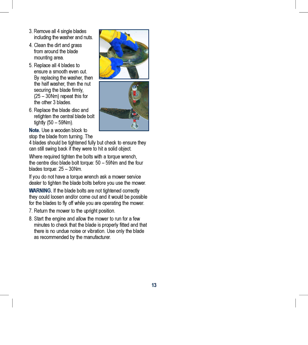 Global Machinery Company RL501A instruction manual Remove all 4 single blades including the washer and nuts 