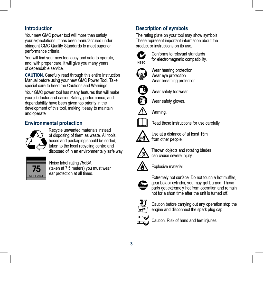 Global Machinery Company RL504 instruction manual Introduction, Environmental protection, Description of symbols 