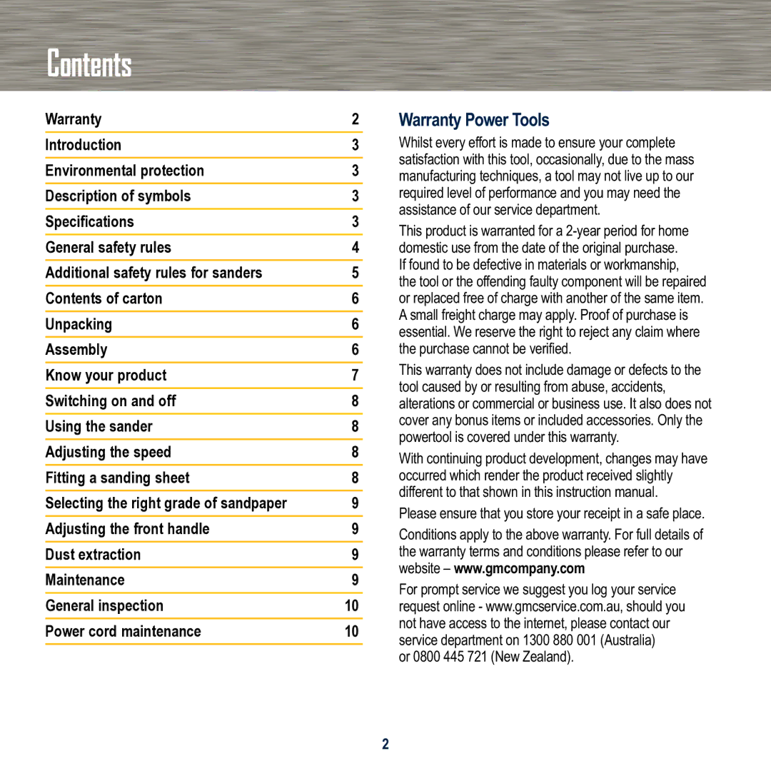 Global Machinery Company ROS400A instruction manual Contents 