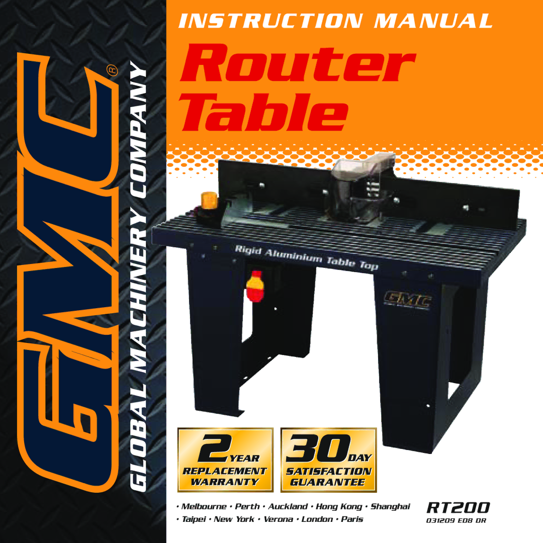 Global Machinery Company GMC Router Table, RT 200 instruction manual 