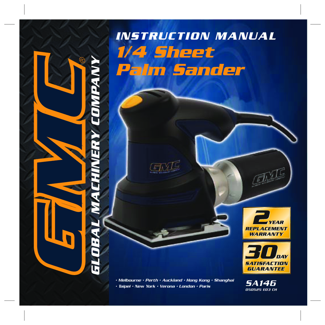 Global Machinery Company SA146 instruction manual Sheet Palm Sander 