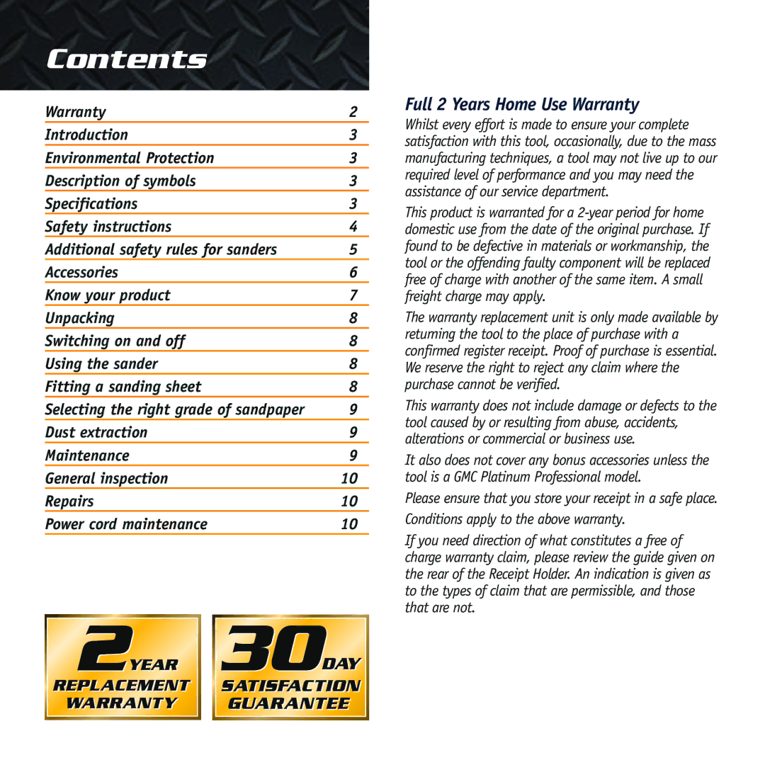 Global Machinery Company SA186 instruction manual Contents 