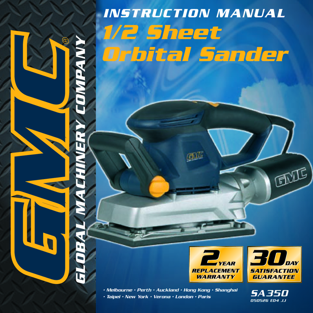 Global Machinery Company SA350 instruction manual Sheet Orbital Sander 