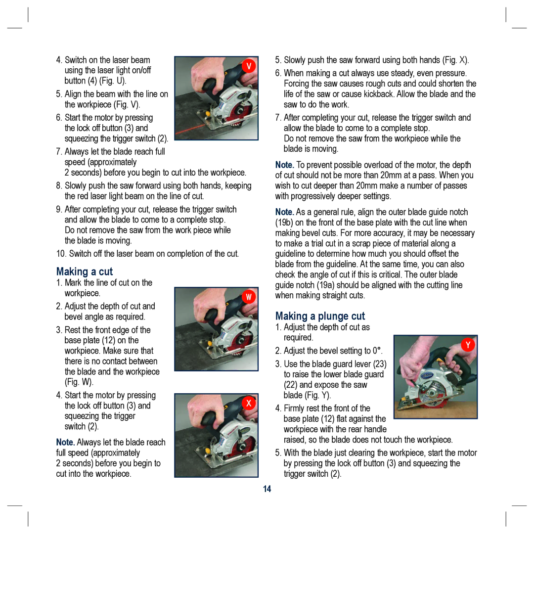 Global Machinery Company TTS5000M instruction manual Making a cut, Making a plunge cut 