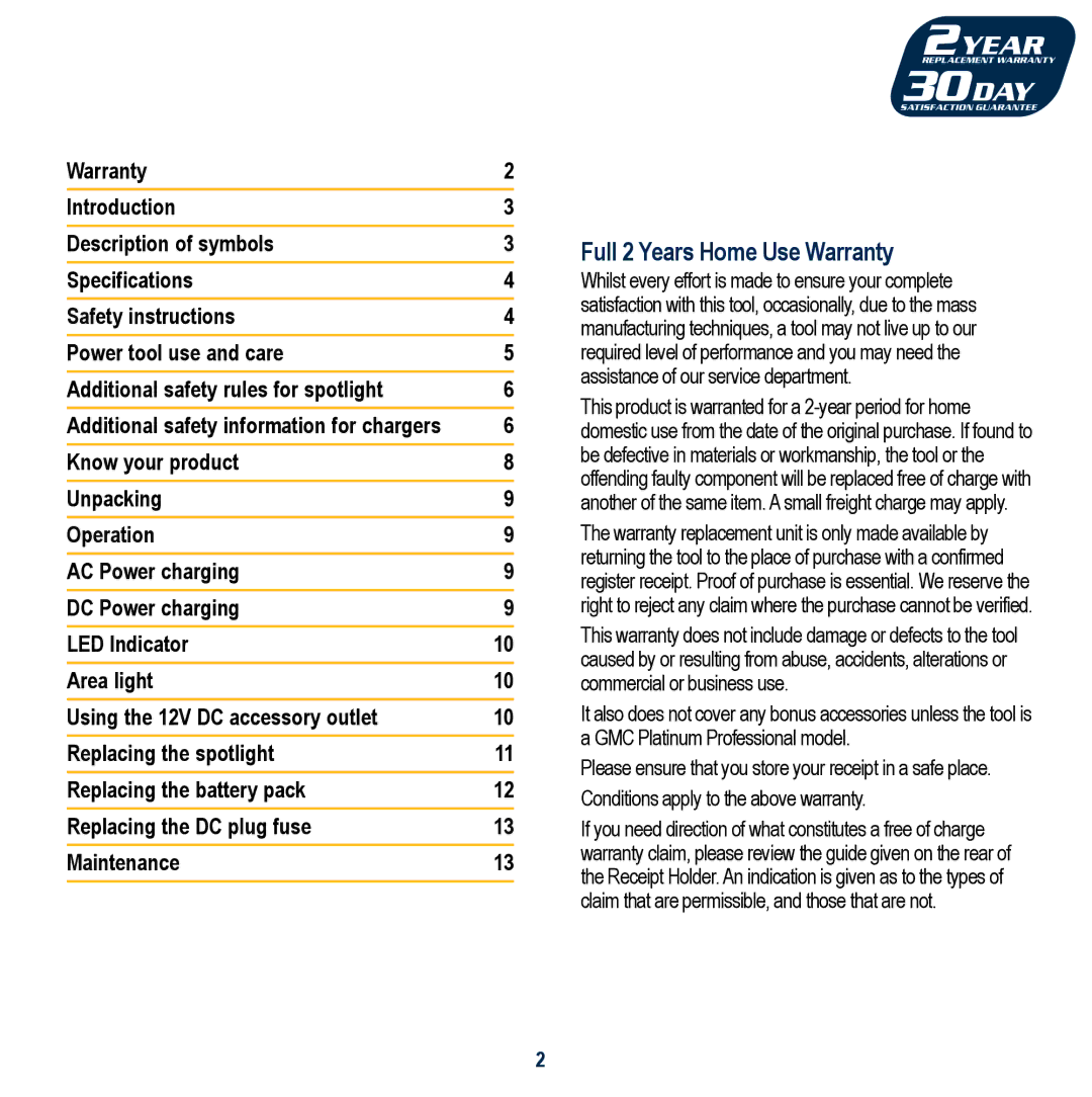 Global Machinery Company VEC158-AU instruction manual Contents 